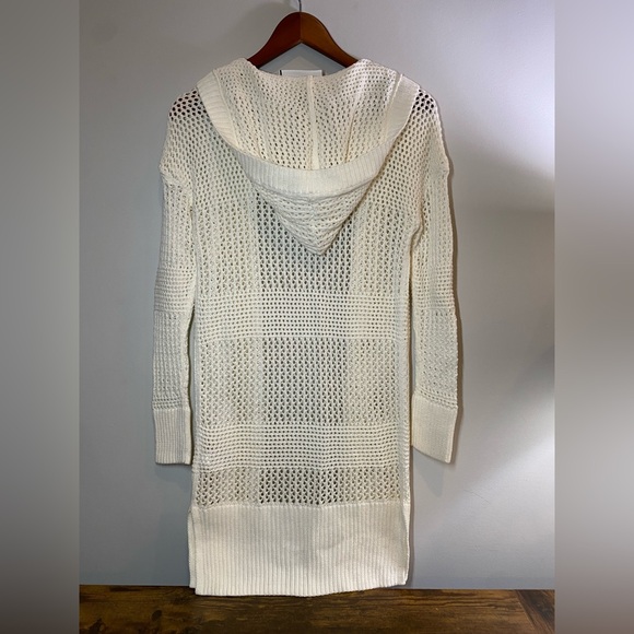 GAP long open knit hooded open front Cardigan White - Picture 7 of 15
